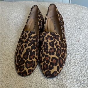 Joe Fresh Leopard Print Slip-On Loafers in Brown and Black